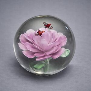 Pink Flower Glass Sphere Art Decor